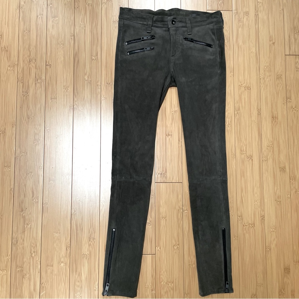 Rag & Bone Stretch Suede Leather Moto Pants Charcoal Size 25